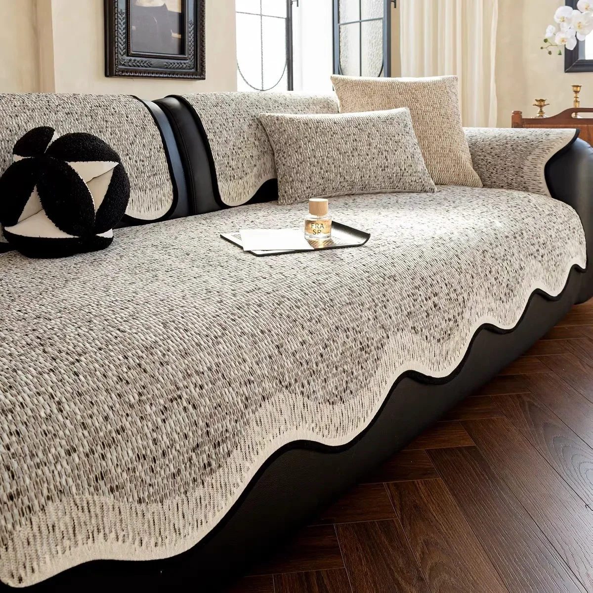 Irregular Retro Style Sofa Cover Simple High-End Comfortable Sofa Cover Durable and Wear-Resistant All-Season Non-Slip Cushion