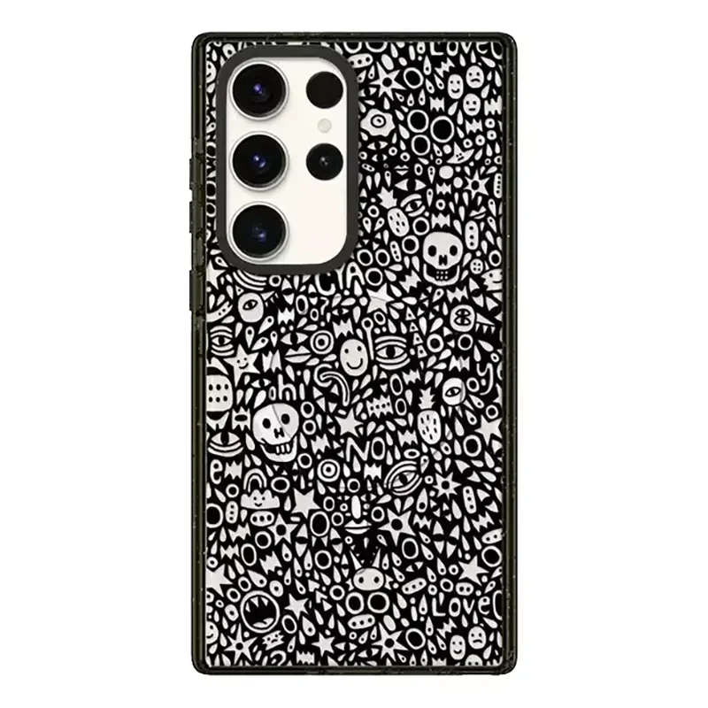 Cartoon Skull Acrylic Black Border Protective Case for Samsung Galaxy S 22 S23 S24 Ultra S22+ S23+ S24 Plus Shell