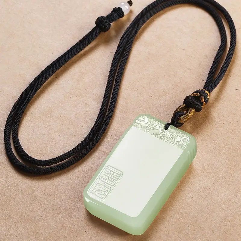 Afghan jade clear water fine material auspicious cloud peace and prosperity sign jade plate pendant jade pendant necklace