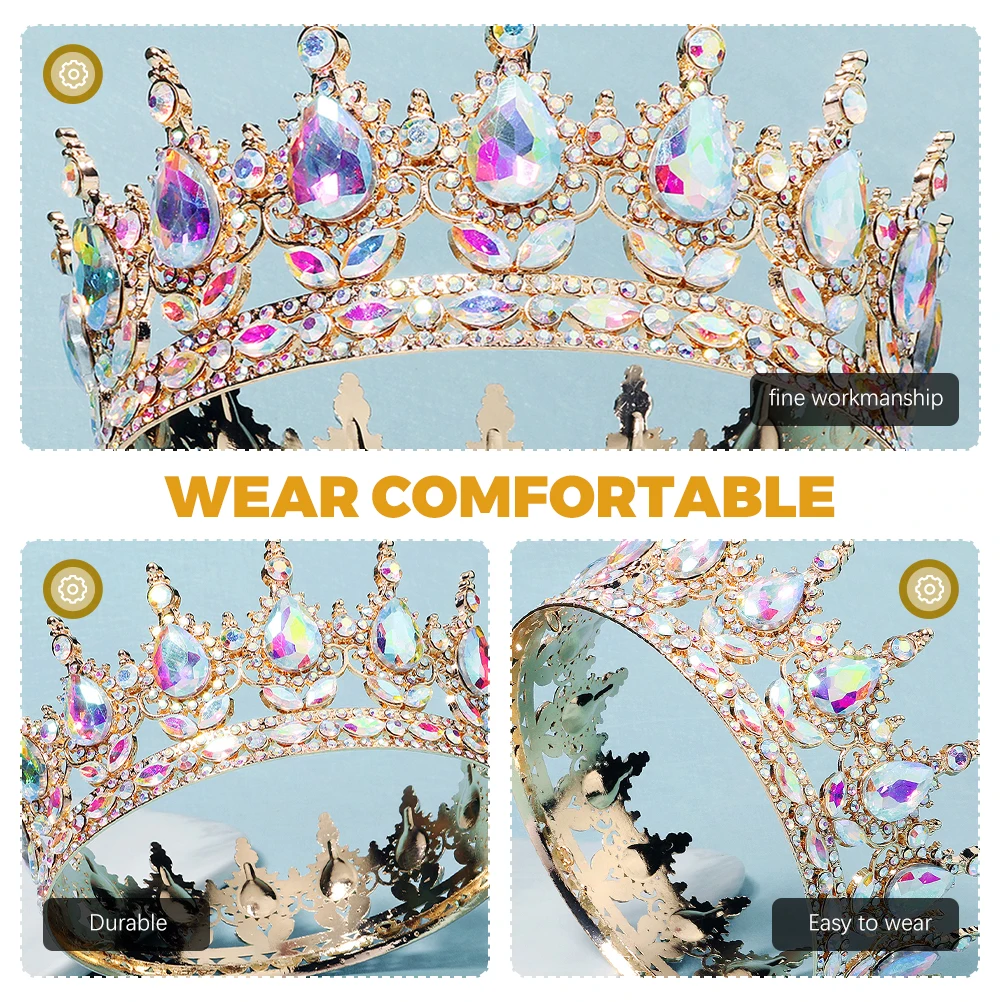 

Retro Wedding Headdress Hair Accessories for Brides Rhinestone Birthday Crown Crystal Tiara Bridal Hollow Tiaras Women