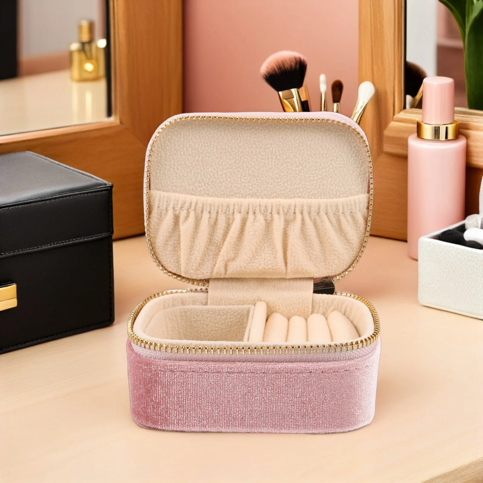 Jewelry Travel Case Multilayer Box Zipper Compact Portable Organizer for Rings Earrings Pendant Bracelet Storage for Travel Use