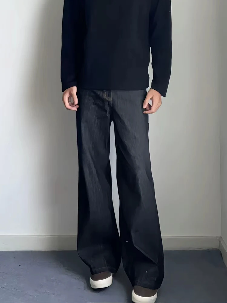 

Bla American Retro Original Denim Jeans Men's High Street Vibe Knife Pants Drapey Straight Leg Micro Flared Trousers