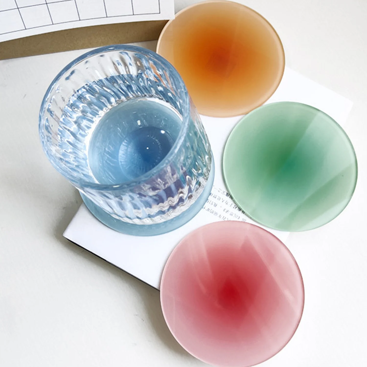 Acrylic Tea Coaster Coffee Cup Pad Round Coaster Gradient Placemat Heat Insulation Cup Mat Non-slip Mug Pad Kitchen Bowl Mats