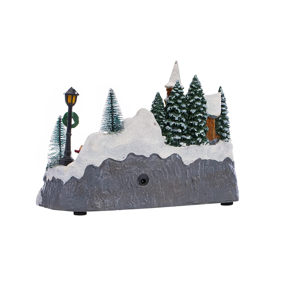

ABBY-Christmas Snow House Village LED Light Luminous Ornament Figurine Christmas Decorations Crafts Xmas Decor