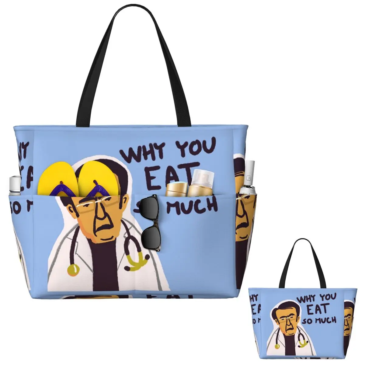 Dr Nowzaradan Dr Now From My 600-lb Life Why You Eat So Much Beach Tote Bag SportGym Yoga Duffle Large Tote Bag Women Travel Bag