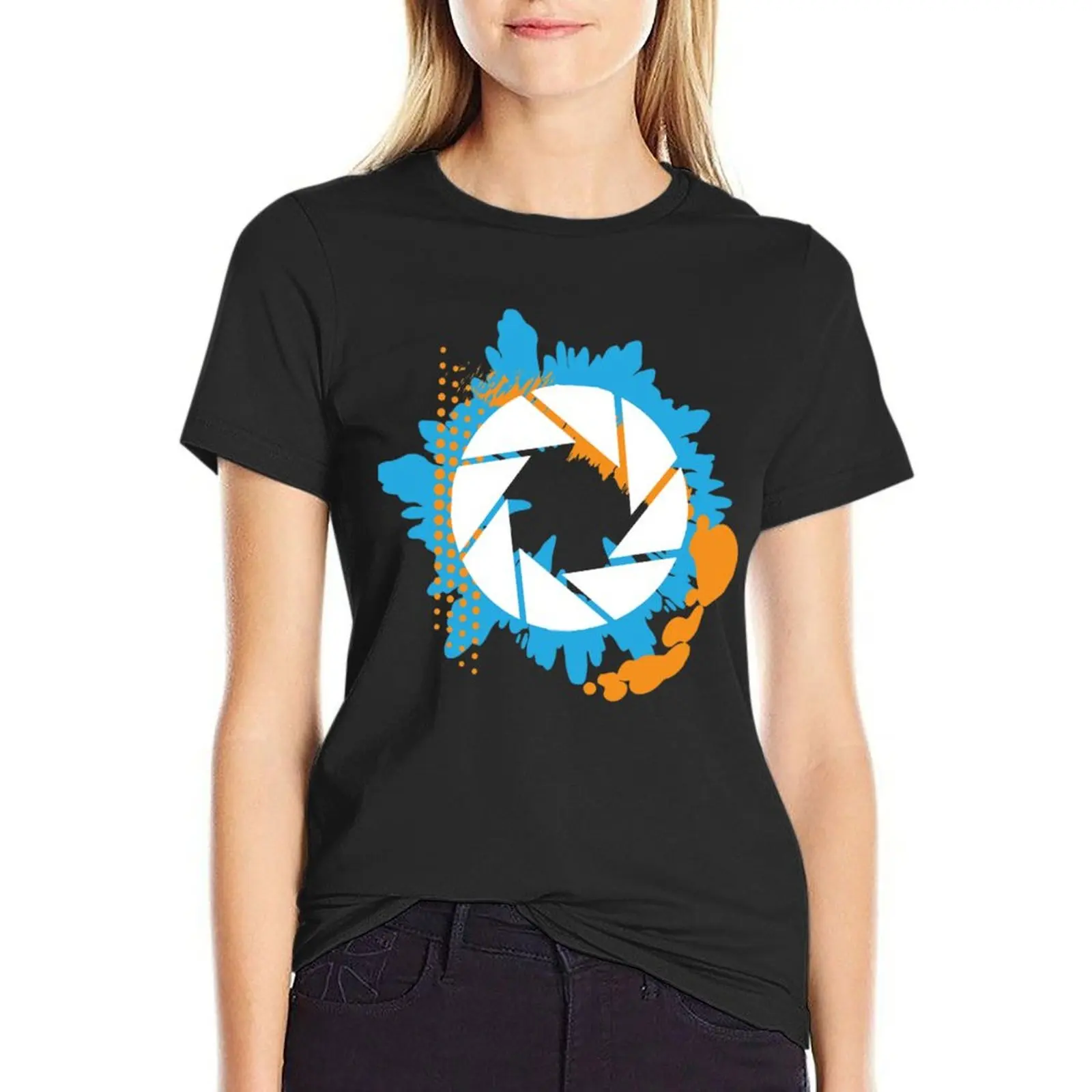 

Portal Abstract T-Shirt Short sleeve tee new edition heavyweights rock and roll t shirts for Women