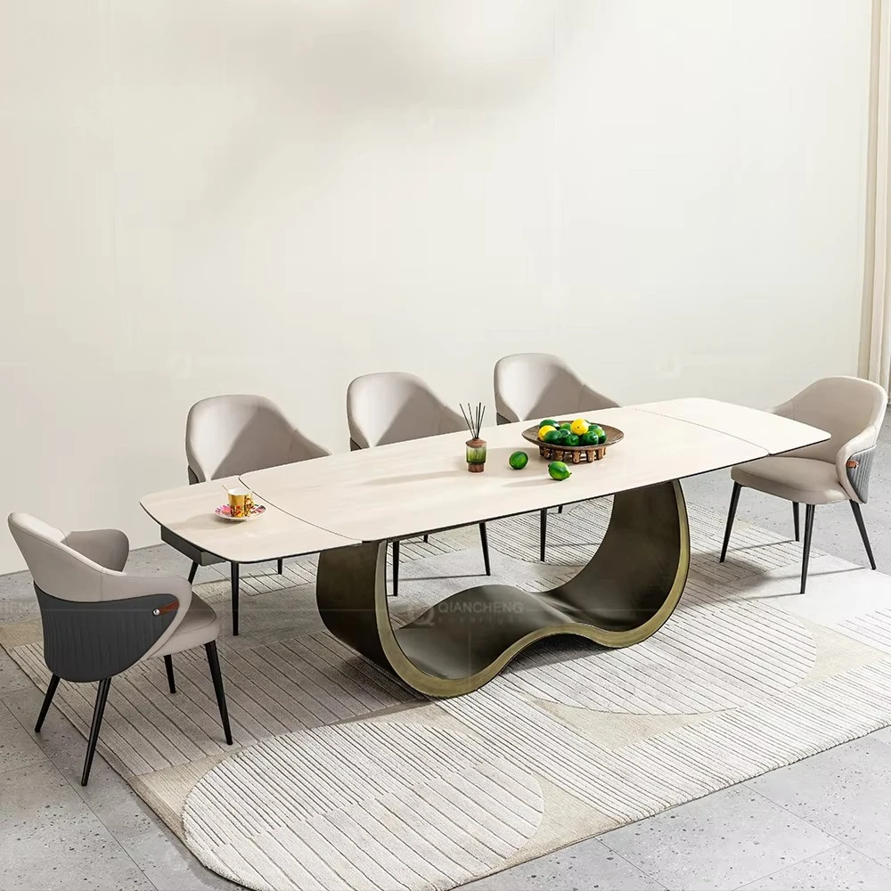 

Luxury Stretchable Elegant Modern Transformer Dining Table Stretchable Family Apartment Furniture Multifunctional Dining Table