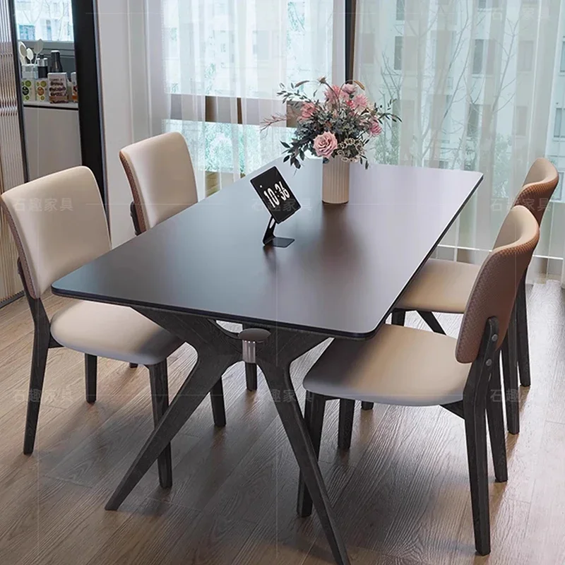 Italian Restaurant Dining Table Nordic Rectangle Waterproof Camping Black Dining Table Kitchen Household Mesa Plegable Furniture