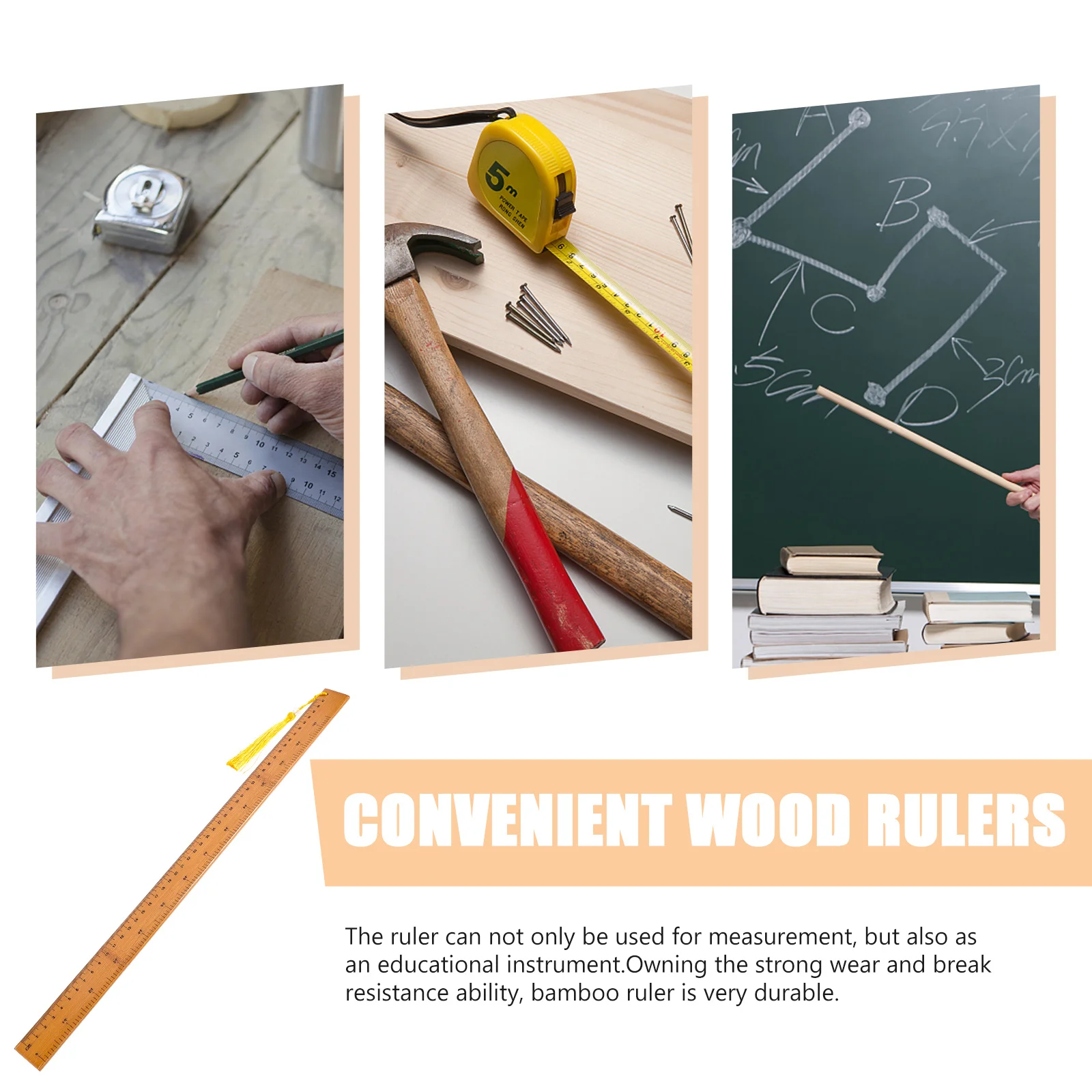 

Ruler Novelty Rulers Straight Woodworking Measuring Portable Wooden Multi-function