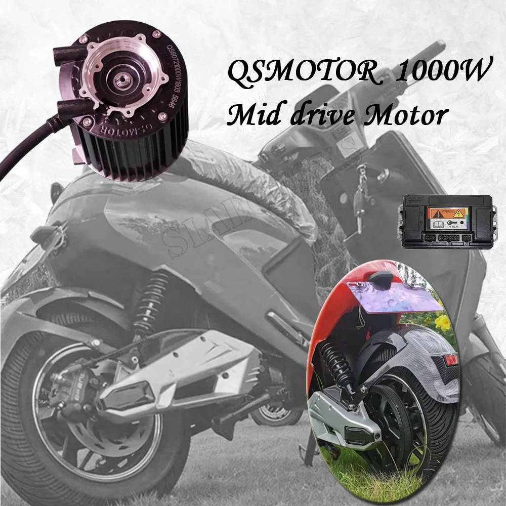 QS Motor 72V 55KPH 1000W Mid Drive Motor Kits Belt/Sprocket Type with EM50-4SP Controller for Electric Scooter