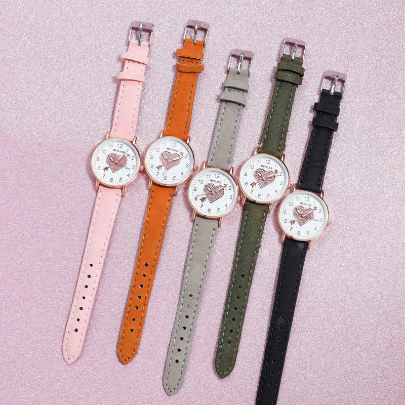 Montre pour enfants, cadran brillant en forme de cœur, lumineux, Fluorescent, mode étudiante, Simple, amour à la première vue