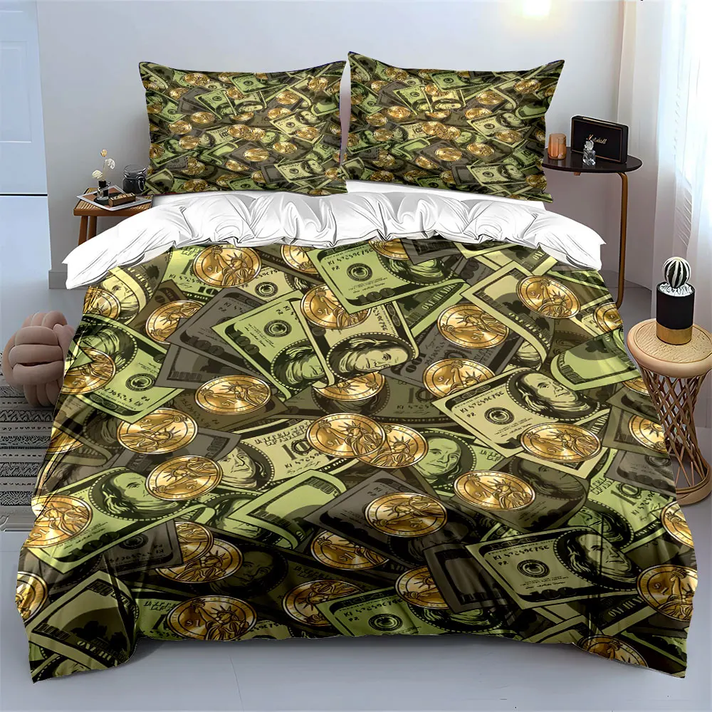 

Pile of Money with Dollars and Coins Print Soft Comfortable Duvet Cover Bedding Set Included 1*Duvet Cover 2*Pillowcases