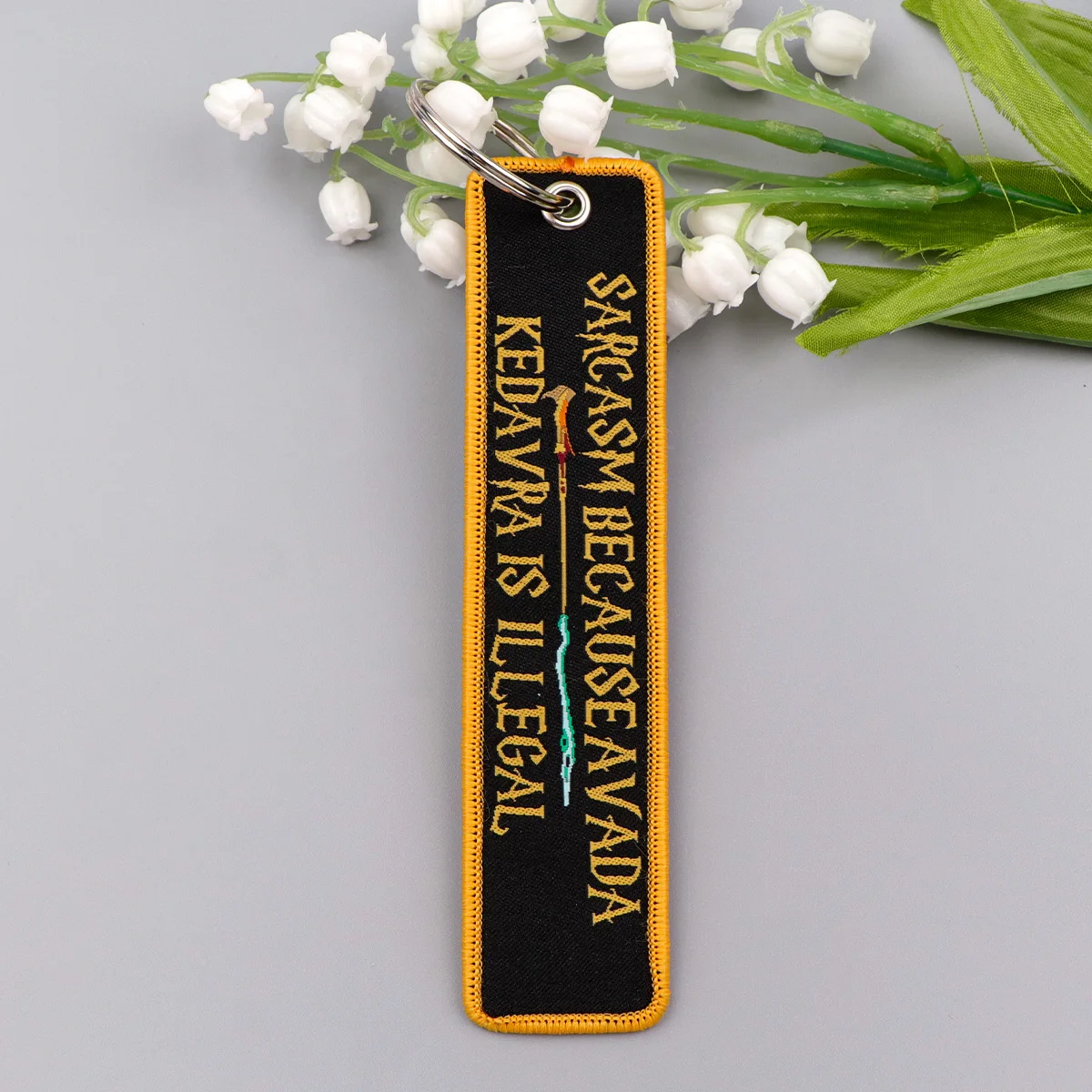 Funny Quotes Embroidery Key Fobs Humorous Key Tags Keychain for Motorcycle Cars Key Holder Chaveiro Friends Gift