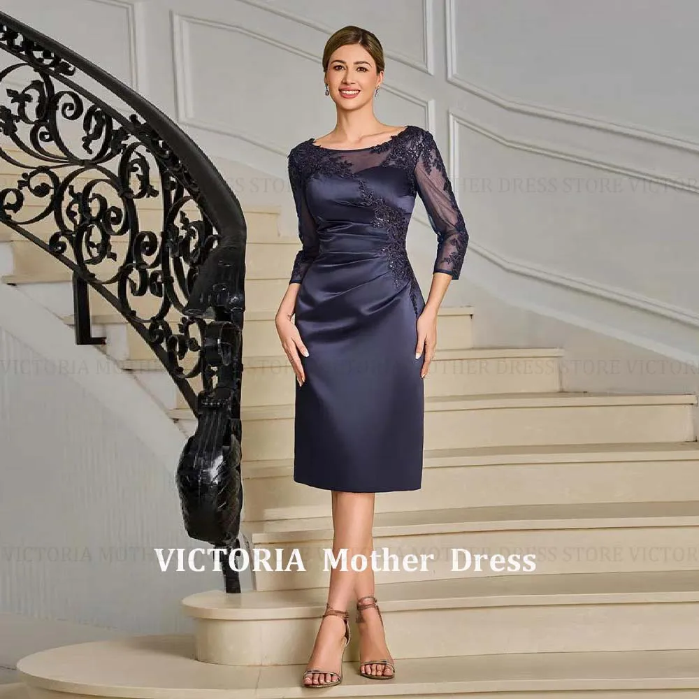 ชุดแม่เจ้าสาวสั่งตัดพิเศษ VICTORIA ปี 2026 ประดับเลื่อม ชุดราตรีงานแต่งงานสั้น ผ้าซาติน ประดับลูกไม้