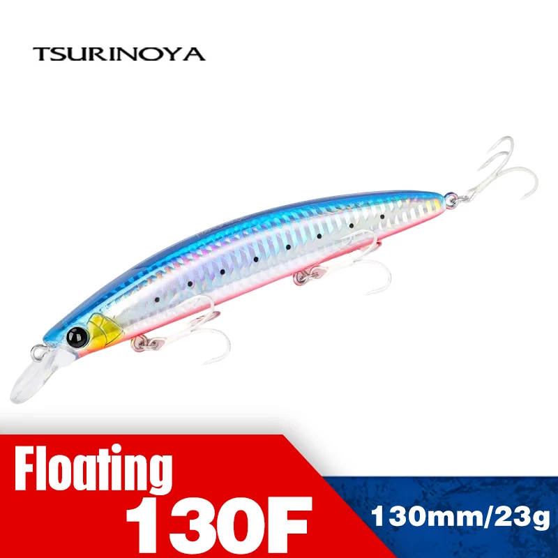 Tsurinoya 130f flutuante minnow pesca grande isca 130mm 23g twinkle dw111 fundição longa robalo farelo artificial duro isca