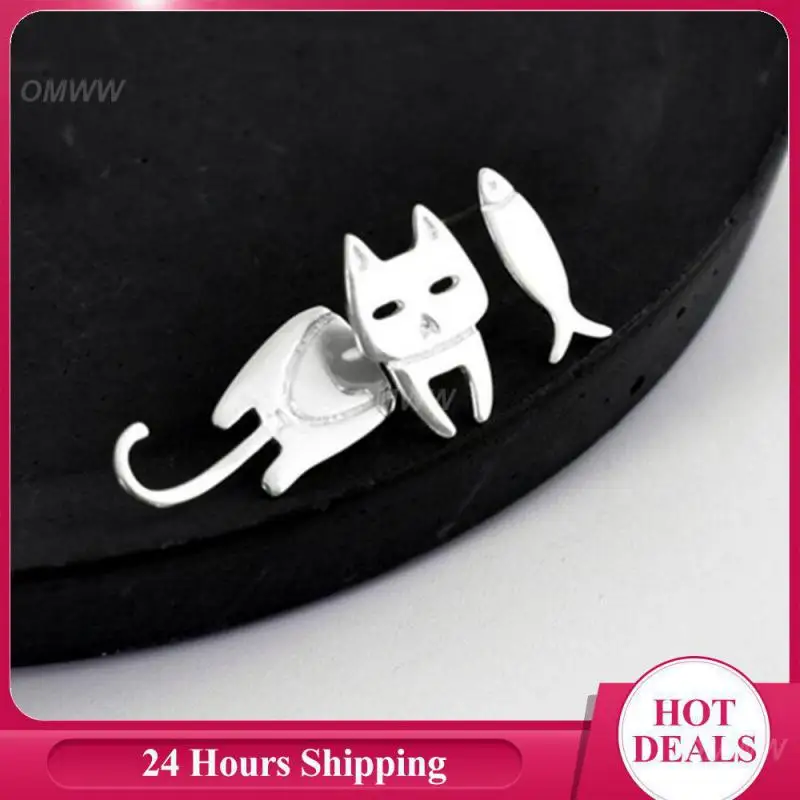 Cat Ears Exquisite Beautiful Earrings Decoration Asymmetry Temperament Small Jewelry Beauty And Health Stud Earrings Portable