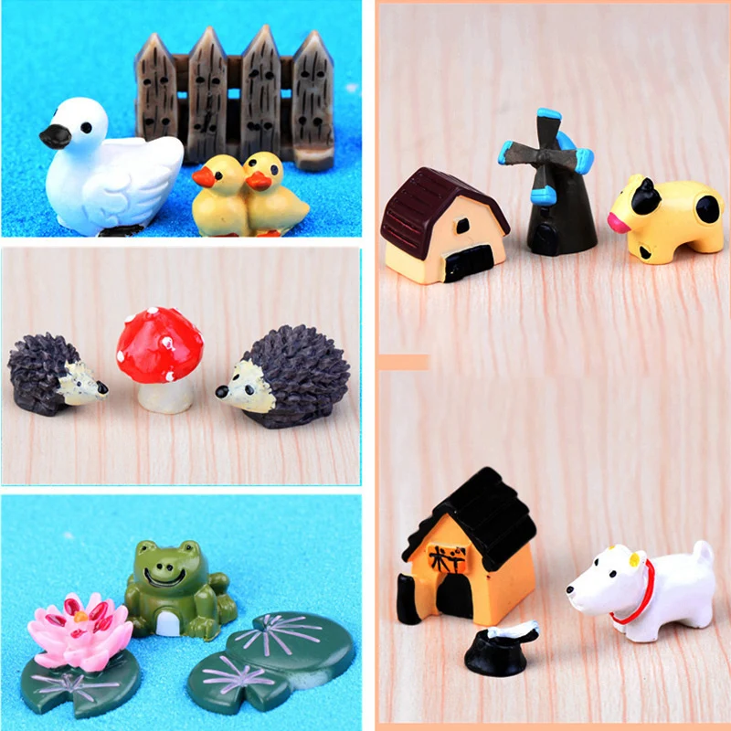 3PCS Miniature Dollhouse Ornament Mini Cute Dog Animal Toy Home Fairy Craft Home Decor Cake Decoration DIY Accessories Figurines