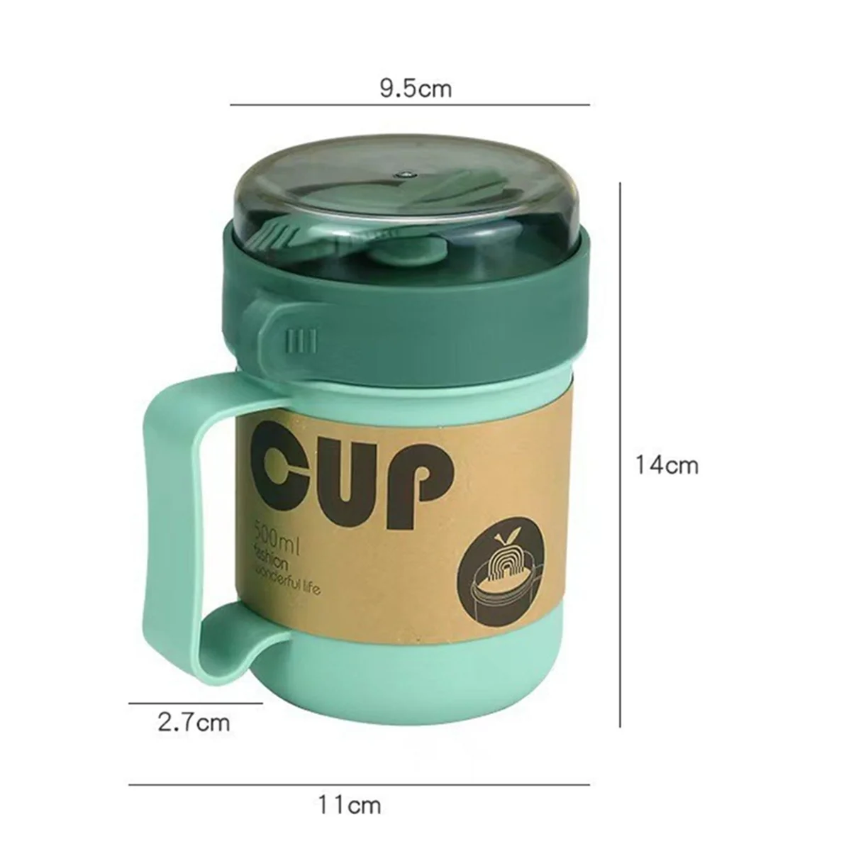 Portable Breakfast Cup Oatmeal Cup Cereal Nut Yogurt Mug Snack Cup Soup Mug Microwave with Lid Spoon for Kitchen Tool-A70Z
