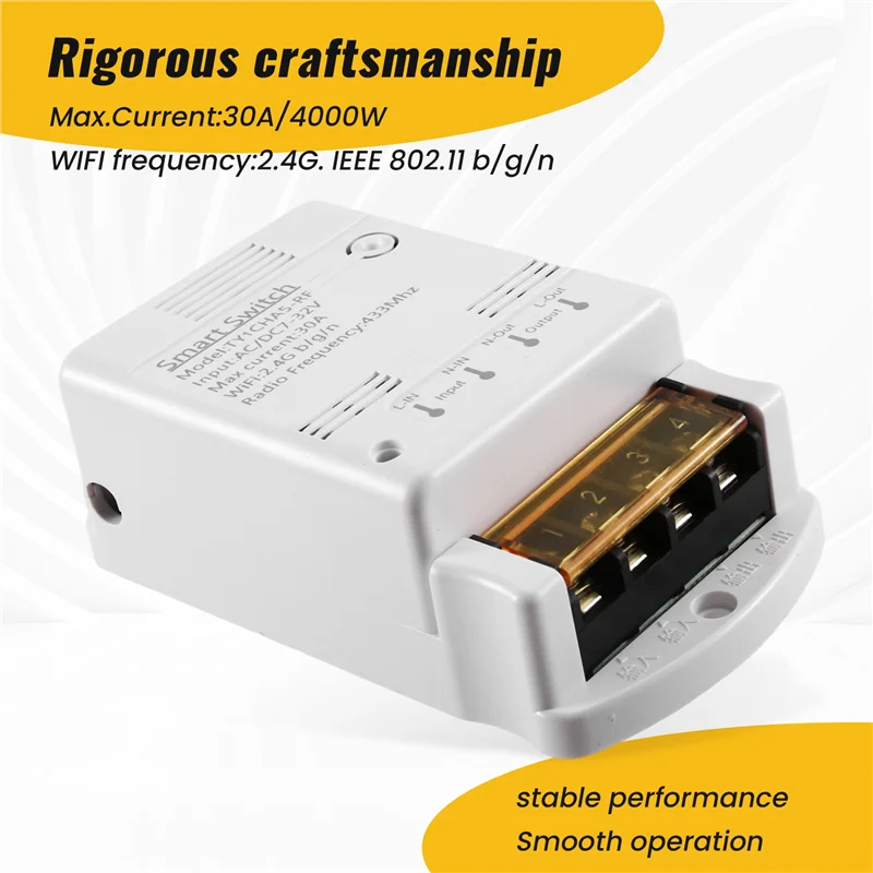 ABSQ-Tuya Smart Wifi 30A Switch Intelligent Automation Module APP Remote Control 12V 24V 20A Relay 4000W HIGH POWER