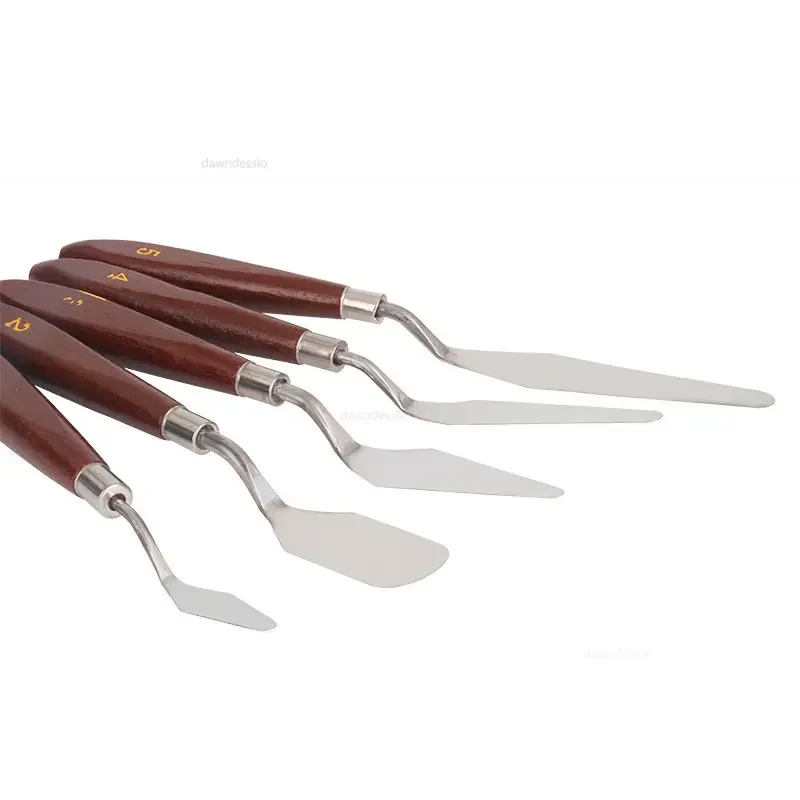 Stainless Steel Oil Painting Knives 5pcs Artist Crafts Spatula Palette Knife Oil Painting Mixing Knife Scraper Art Tools