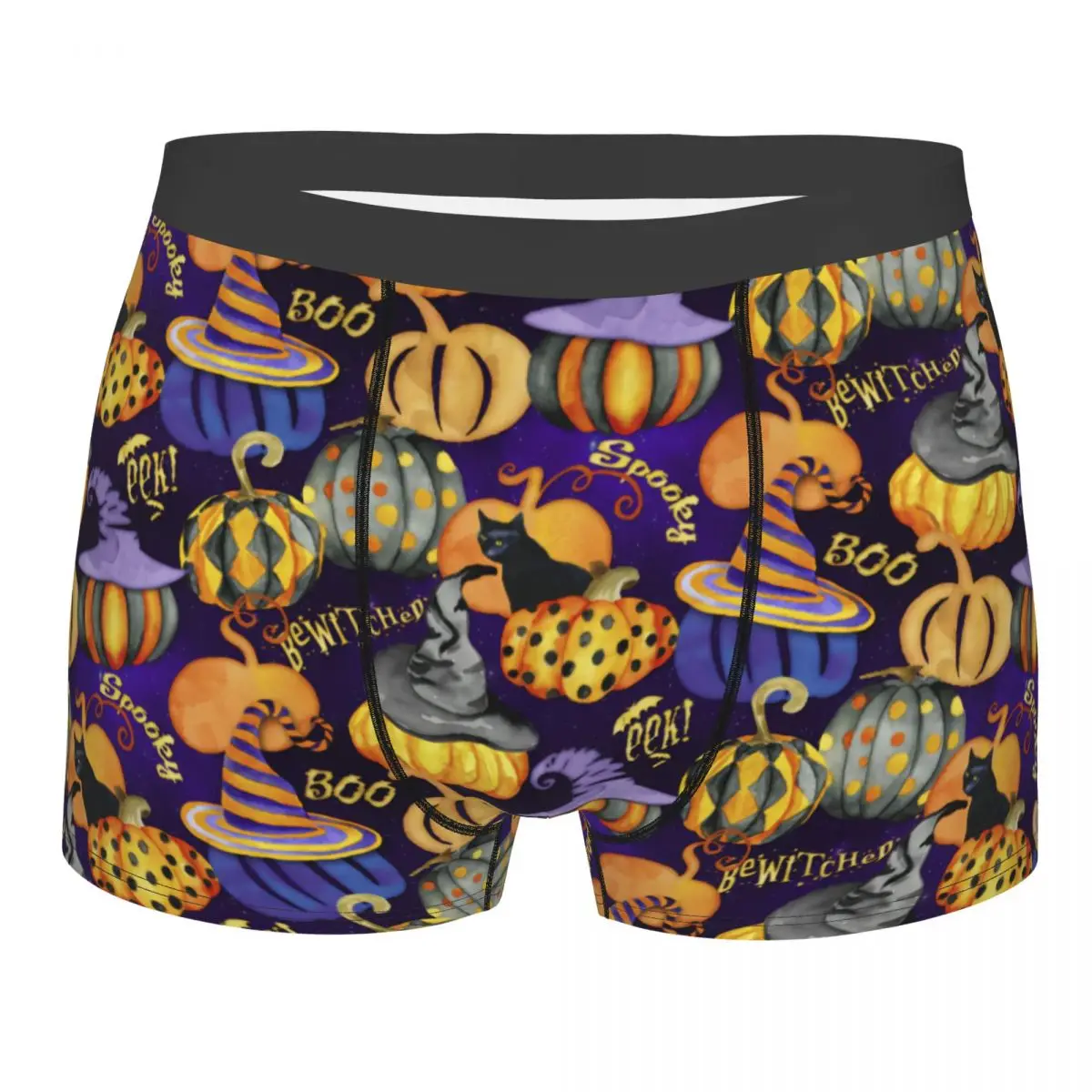 

Custom Purple Halloween Bewitched Pumpkins Underwear Male Sexy Printed Boxer Briefs Shorts Panties Breathable Underpants