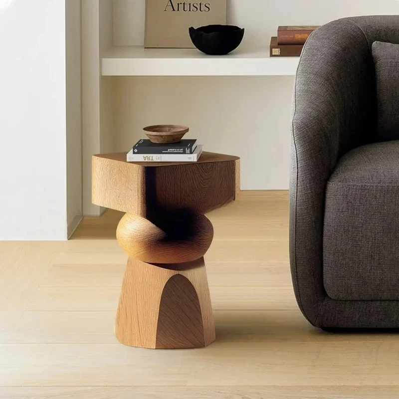 

Nordic simple sofa next to solid wood high-grade square wooden pier small coffee table bedroom corner table