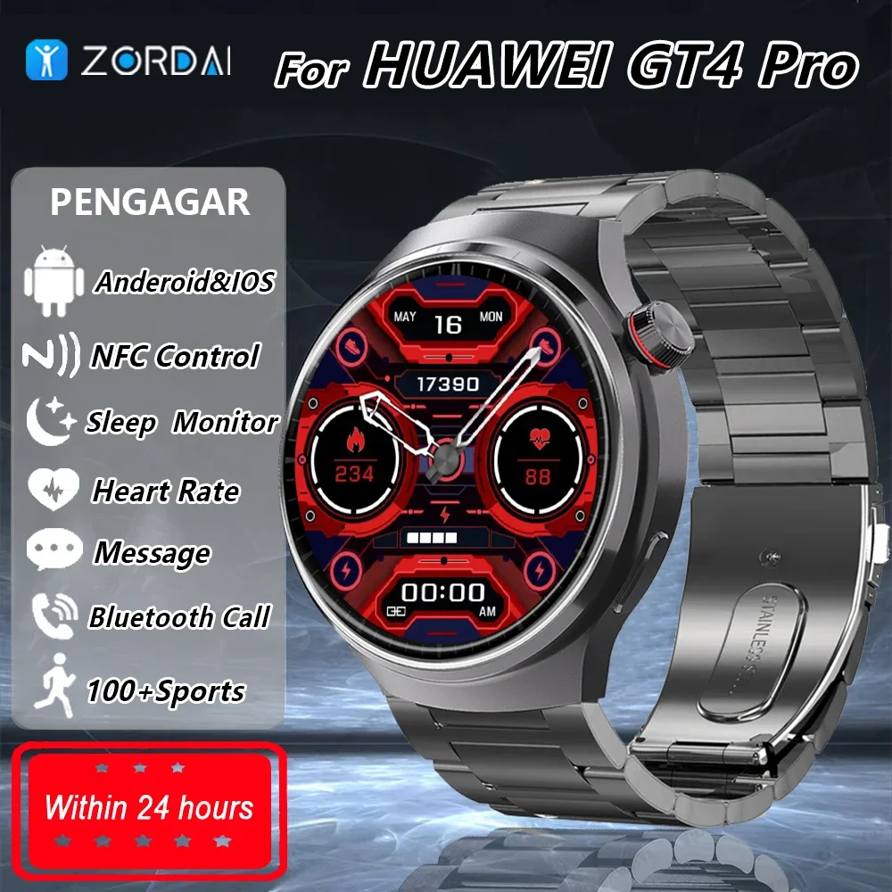 

Zordai ZD4 Pro Смарт-часы для мужчин 2025 для Huawei GT4 PRO AMOLED HD Экран Сердечного ритма Bluetooth Вызов NFC IP68 Водонепроницаемые умные часы