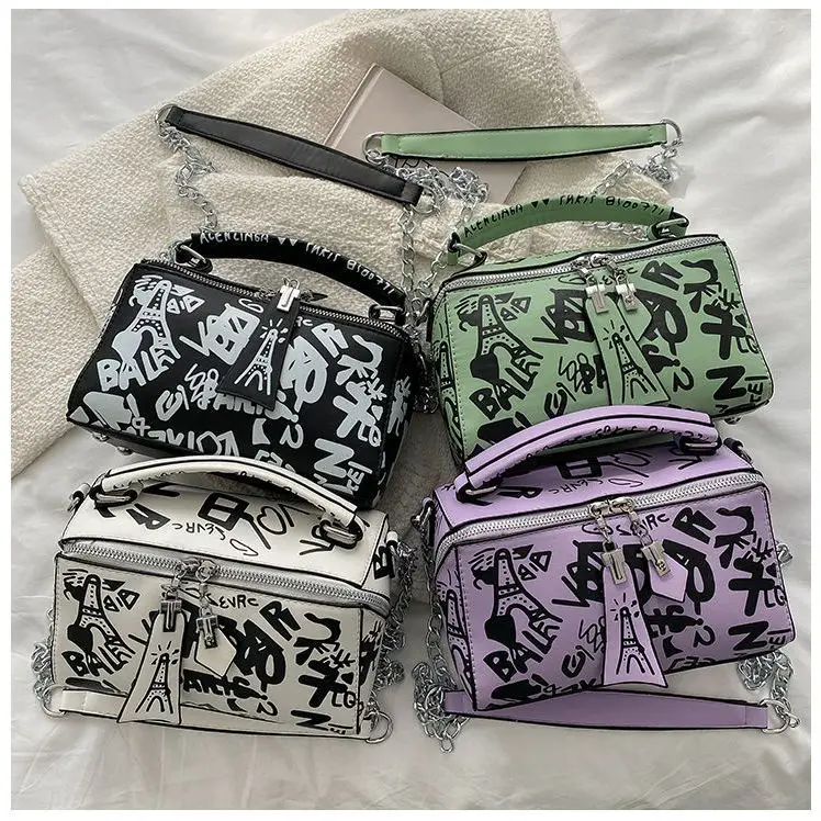 2023 luksusowy Design kobiety skórzane torebki i torebki moda Crossbody torby dla kobiet Graffiti torebki torby na ramię kobiety torba