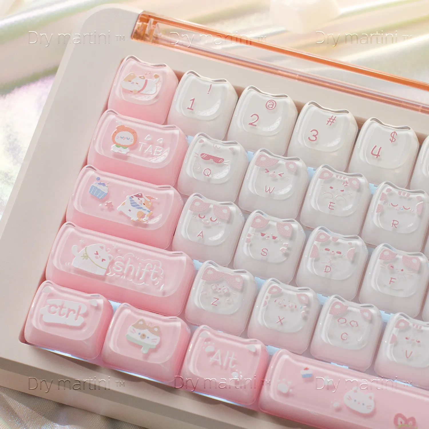 

Cute cat MAO crystal key cap PC personality jelly pudding Cat's ears (Steamed cat-ear shaped bread) mechanical keyboard key cap