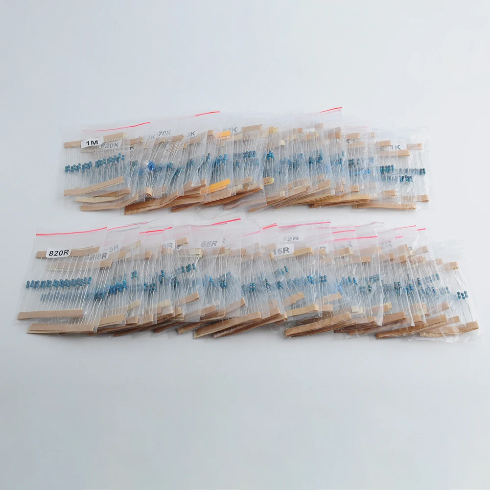 1460 PCS Resistors Assortment Kit, 1/4W 1% Metal Film Resistor Pack, 1 ohm - 1M ohm Assorted Resistance Set, 20 pcs per value