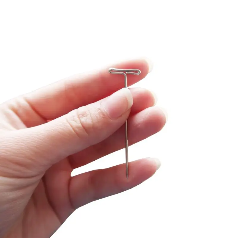 50pcs Small T Pins for Holding Wigs Needle Sewing Quilting Pin Blocking Knitting Pin for Knitting Crocheting Needlework