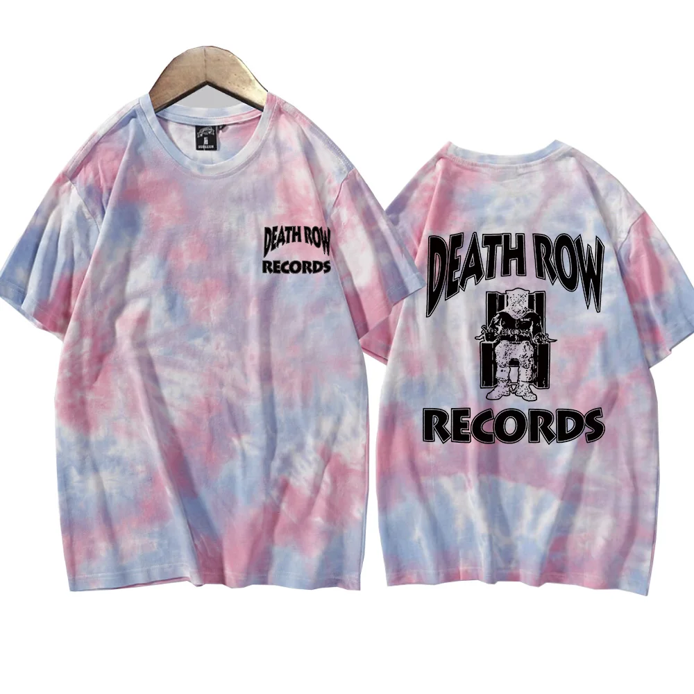 Death Row Records Double Sided Print T Shirt Rapper Tupac 2Pac T-Shirt Men Women Hip Hop Tie Dye T Shirt Unisex