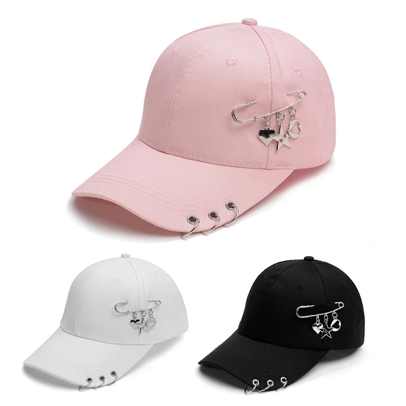 Athletic Dad with Clip Decoration Sweat-Wicking Hat for Summer Outdoors Black White Pink Optional