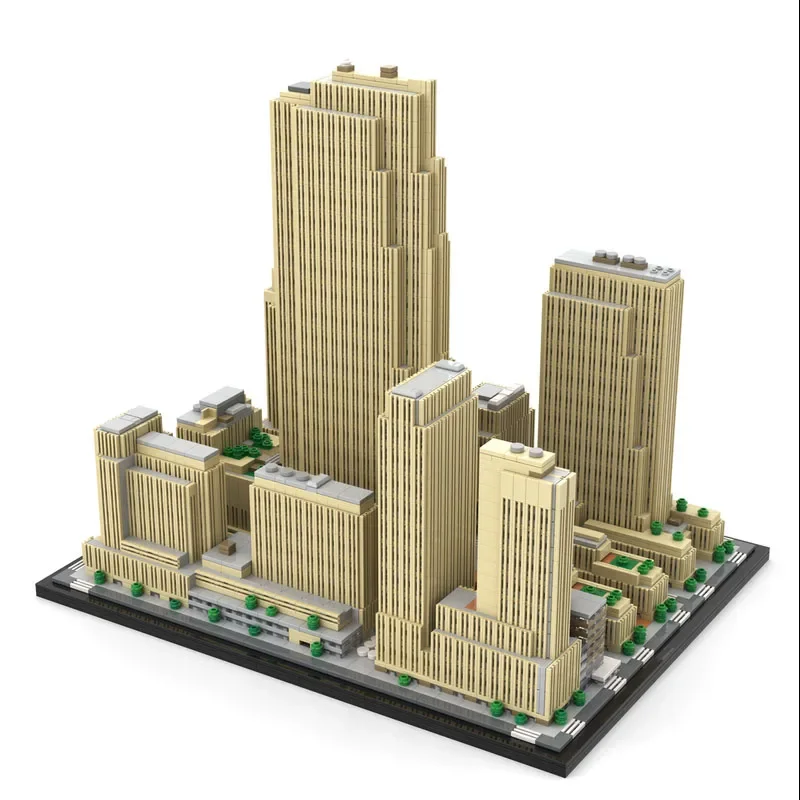 MOC 1:800 Rockefeller Center Square Bausteine New York Wolkenkratzer Stadtbild Architektur Spielzeug Für Kinder Geburtstag Geschenke