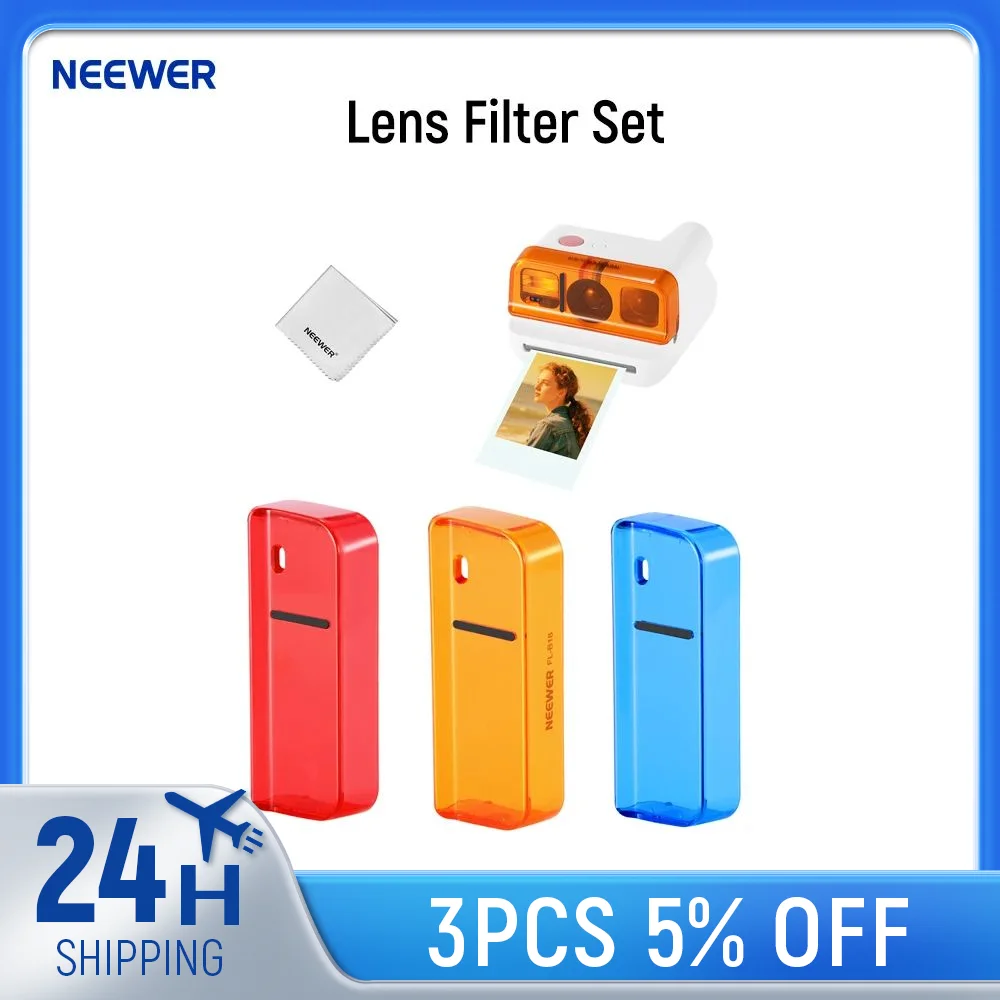 NEEWER Juego de filtros de lentes compatibles con cámara Polaroid Go, kit de filtros de gel de color a presión de 3 piezas para fotografía creativa