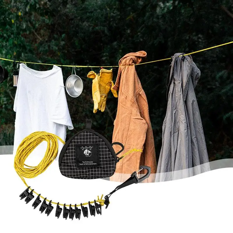 Portable Clothesline for Travel Laundry Drying Rope Outdoor Camping Clothesline Windproof Portable Travel Clothesline Cord