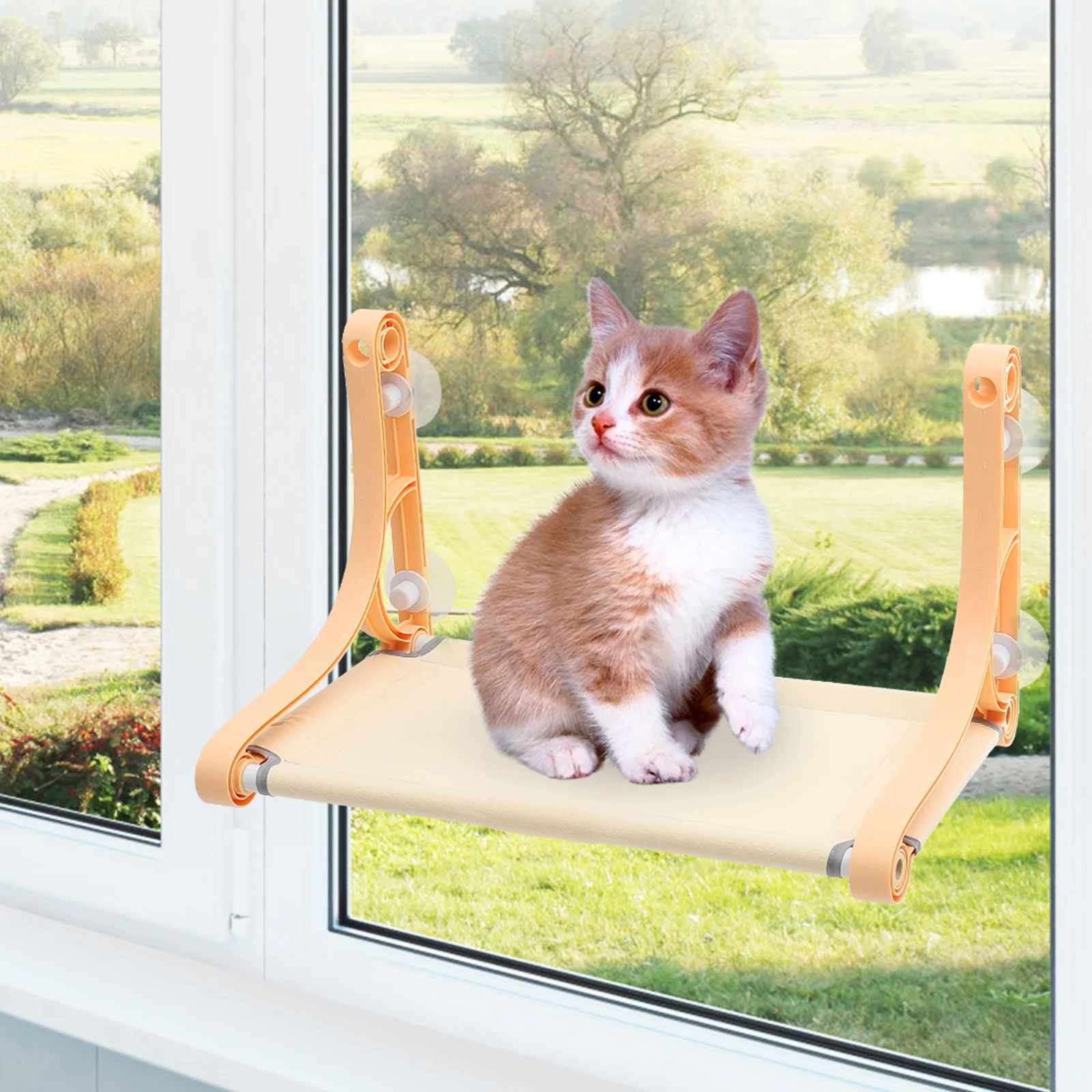 

Cat Lounger Hammock Window Mounted Pet Supply Canvas Household Cat Bed Premium Material Suction Cup Design Small Pets