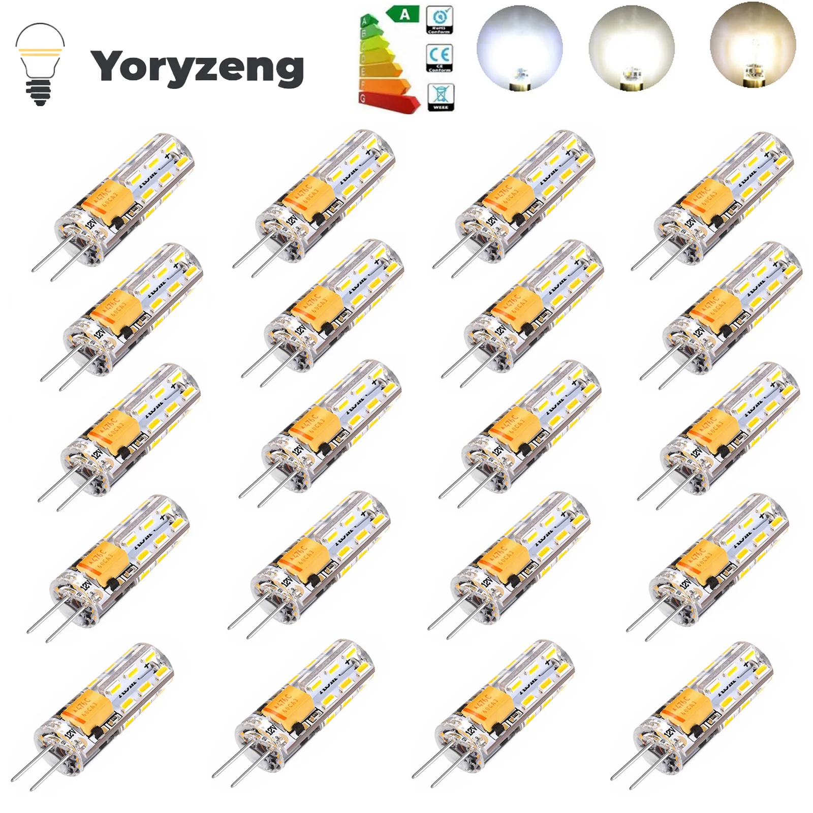 30Pcs G4 2W Mini LED Light Bulbs B-Pins 12V 220V 24LEDs 3014 SMD Silicone Replace 20W Halogen Lamp Chandelier Spotlight Decor