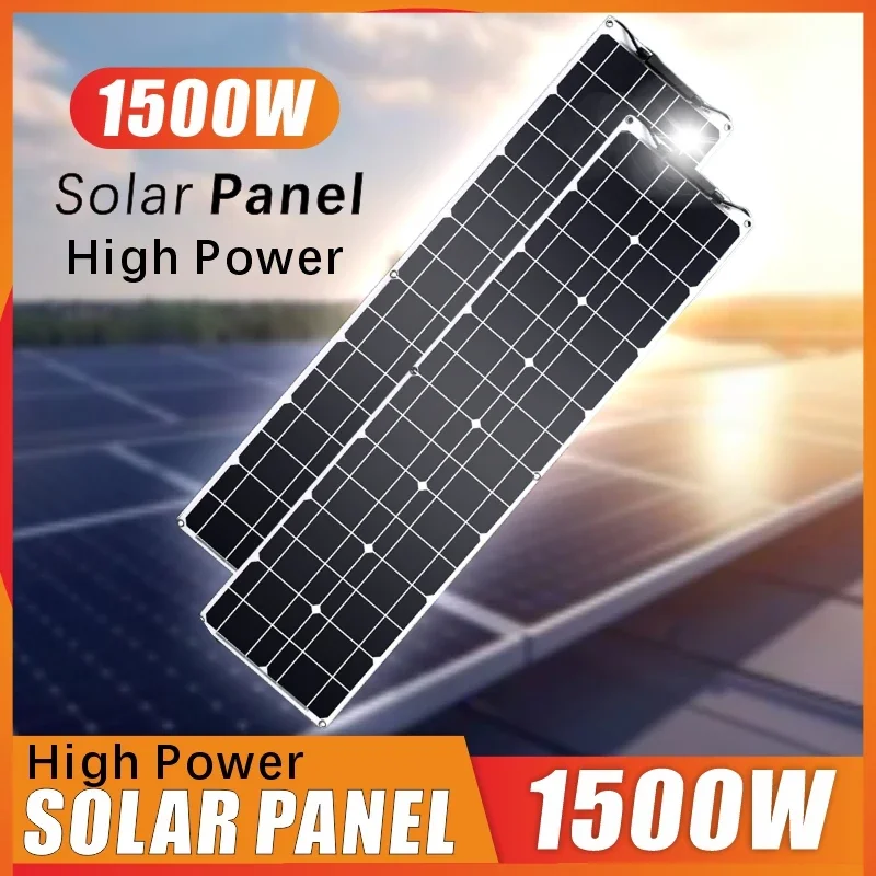 Panel Solar portátil de 1500W, Banco de energía de 12V, Kit de controlador de Panel Solar, placa Solar para carga rápida para el hogar/acampar/campista