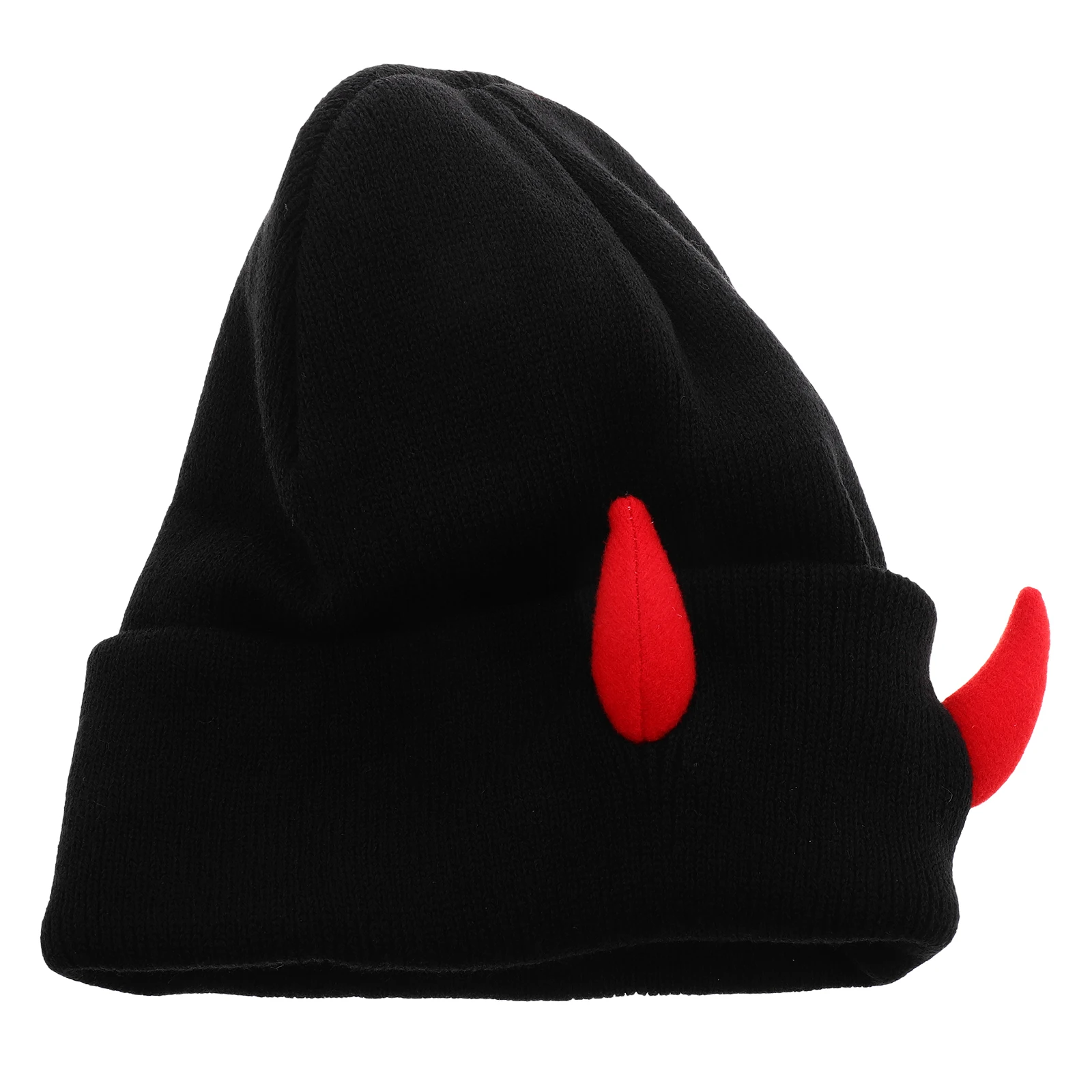

Horn Knit Hat Warm Black Cute Ears Funny Goth Halloween Xmas Ski Cap Demon Horns Party Women Men Winter Fashion