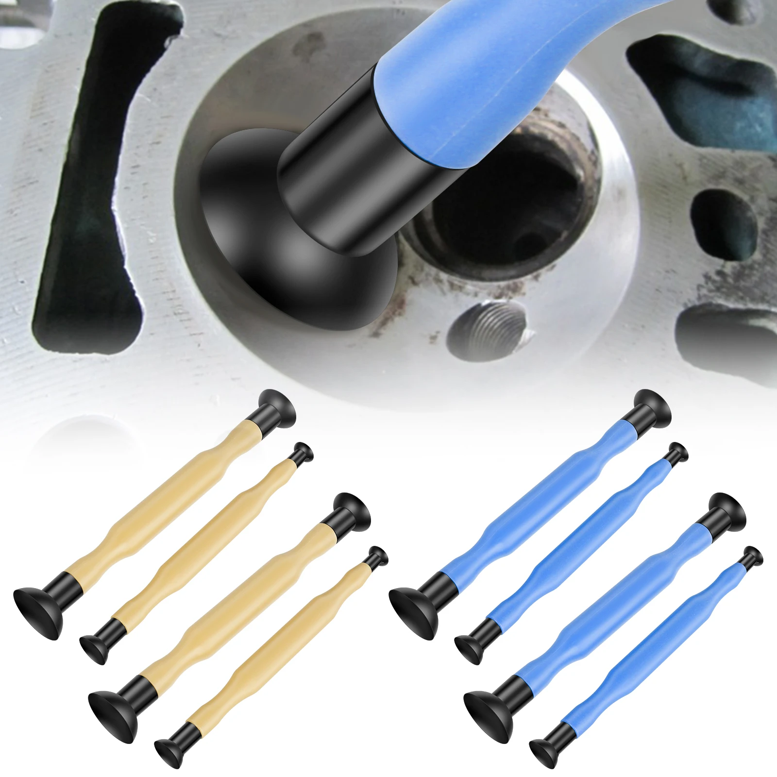 4PCS Valve Lapping Sticks Plastic Grip with Suction Cup Reusable for Car Motorcycle Cylinder Engine Valves Dust Grinding Tool