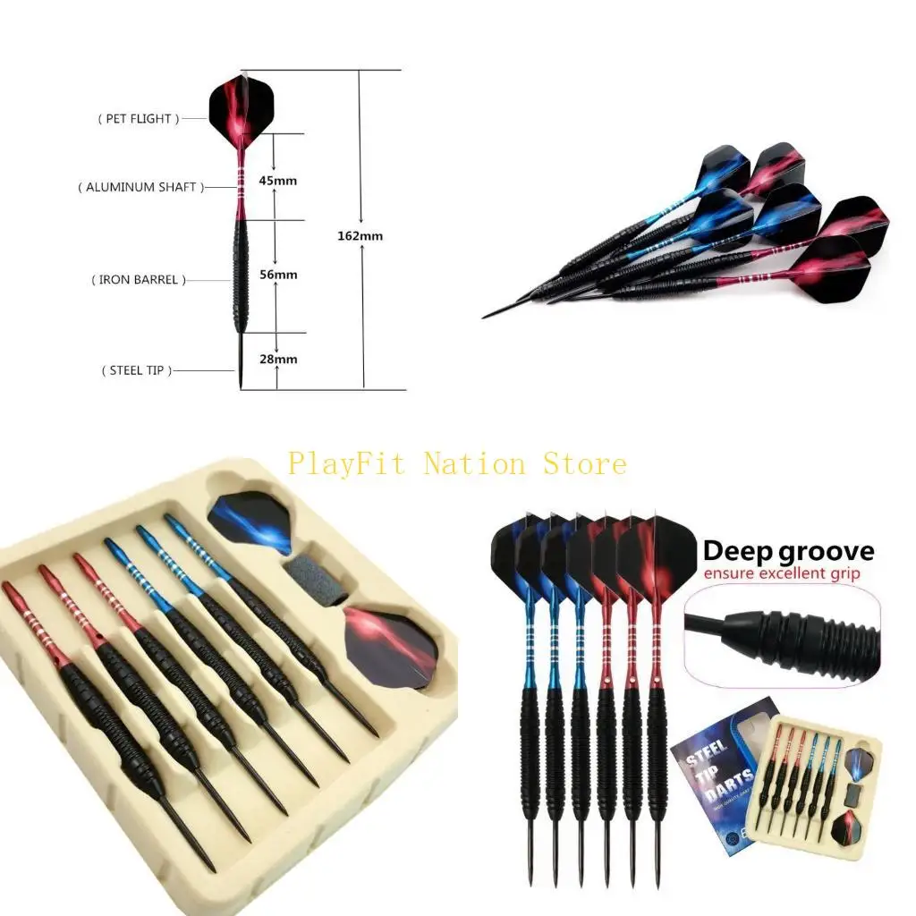

242F 6pcs/set Steel Tip Darts Balanced Weight Excellent Grip Party Bar Professional G