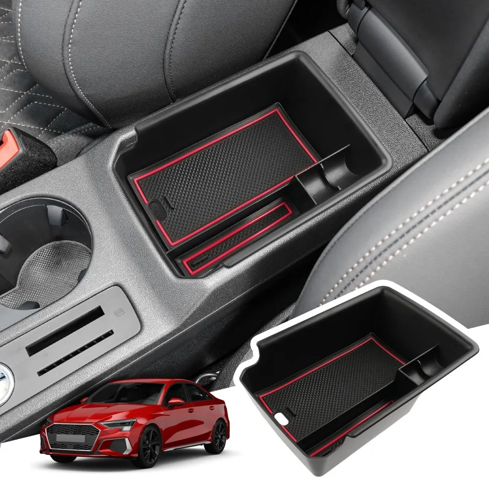 

For Audi A3 8Y 2021 2022 2023 Car Centre Console Organiser Armrests Storage Box Bin Glove Tray Cup Holder Interior Accessories