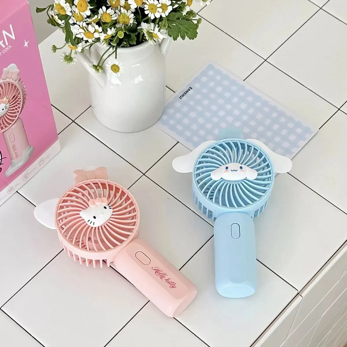 Anime Hand Fan Pochacco Melody Cinnamoroll Kuromi Cute Fashion Cartoon Desk Portable Usb Charge Fan Air Cooler Small Gift Fans