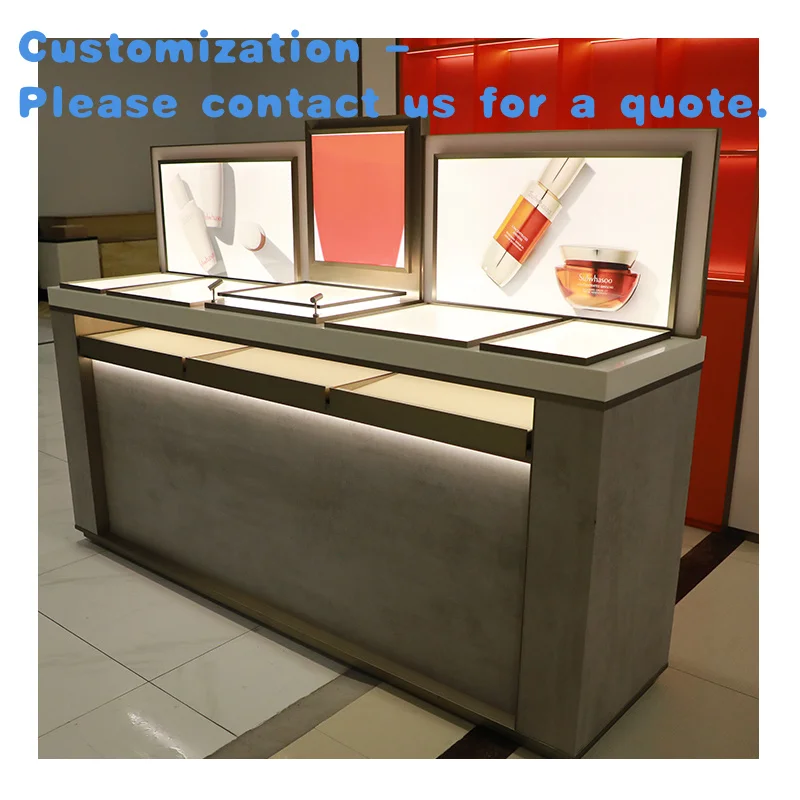 

custom.Makeup Cosmetics Shop Decoration Interior Design Furniture Gondola Display Shelf Wooden Showcase Shelf