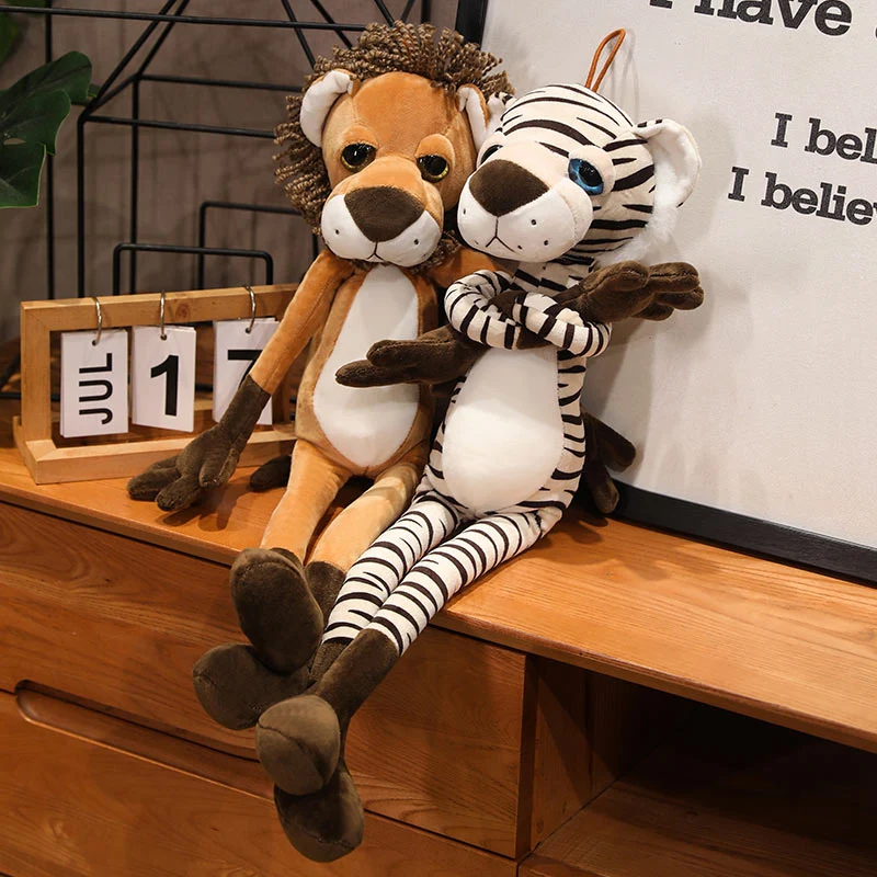 

New Style Lifelike Lion Tiger Elephant Monkey Leopard Giraffe Rabbit Doll Simulation Forest Animals Plush Toys for Friends Gift