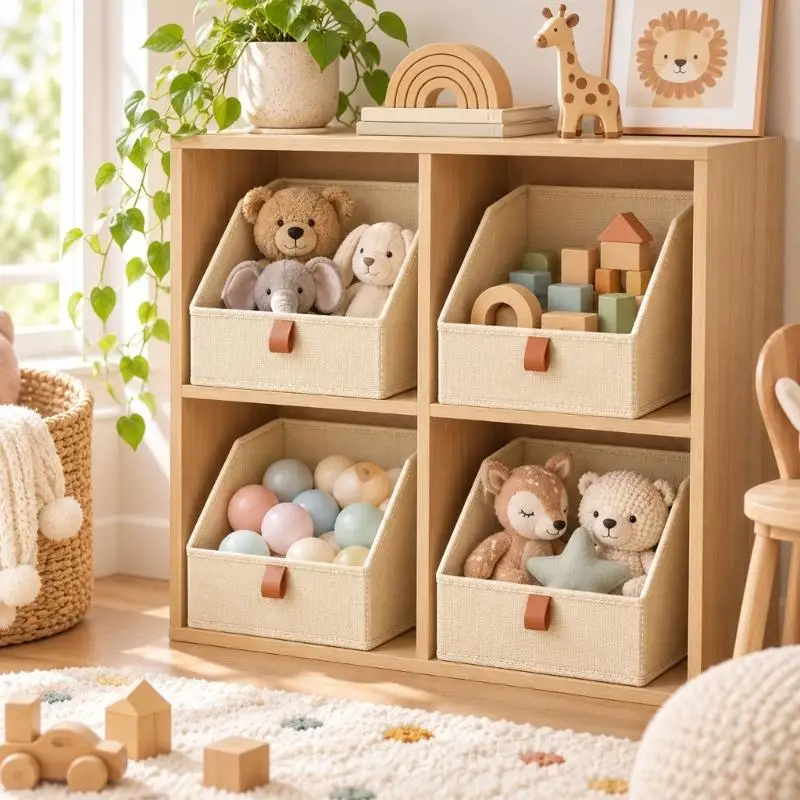 Fabric Storage Baskets, 6Lots Foldable Bins with Stitched Construction for Closet Shelves, Bookcases, Cabinets, and Under-Bed