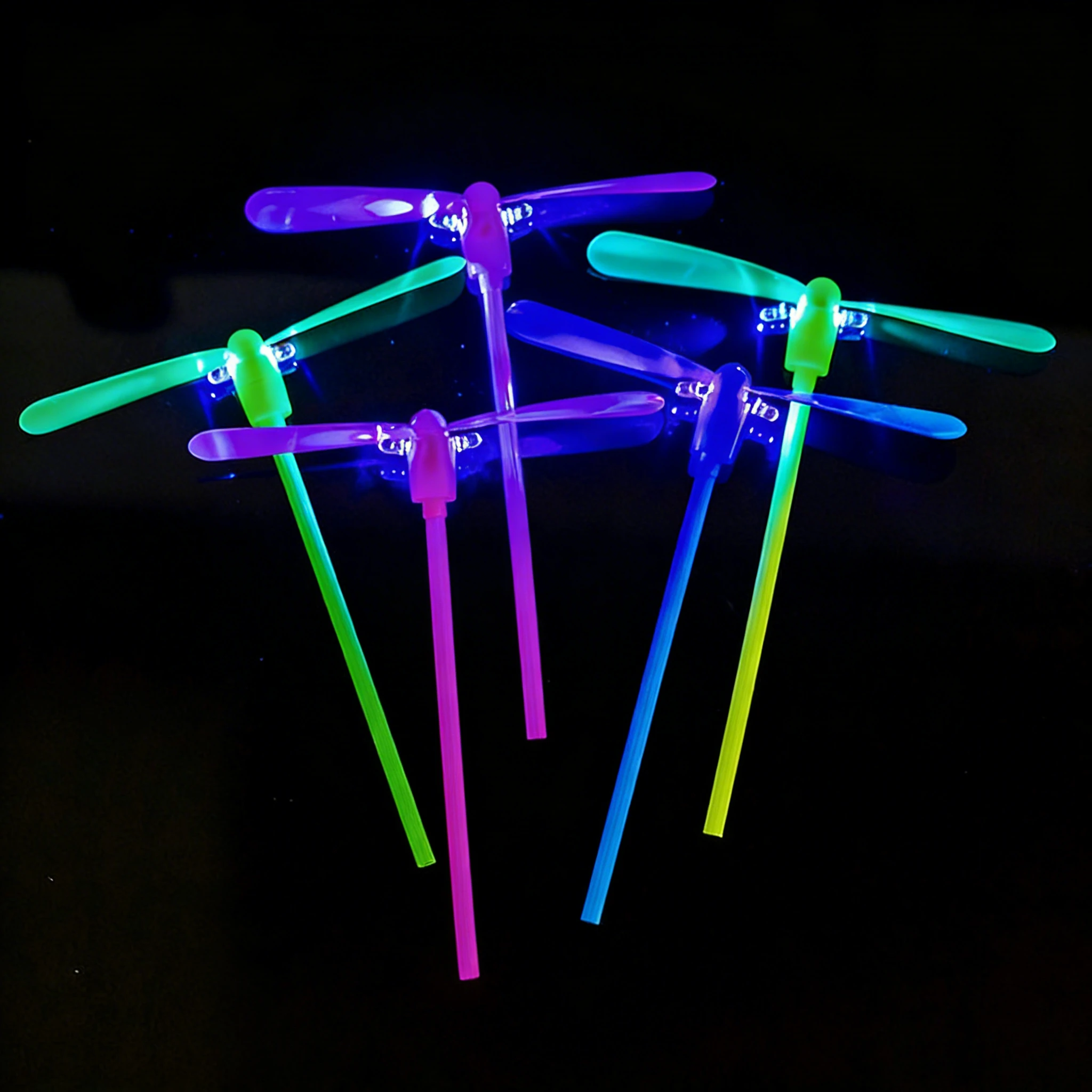 Night Glow Flying Toy Led Light Up Dragonfly Toy Propeller Toys for Kids Outdoor Party Favors Classic Hand Spin Toy 2026 New