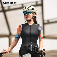 INBIKE-camisetas de Ciclismo de manga corta para mujer, Jersey transpirable con cremallera completa, bolsillos, novedad