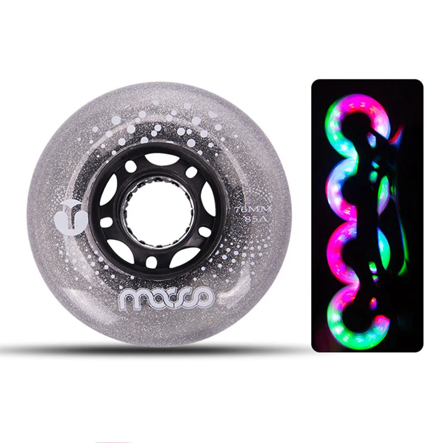 LED Lighting Inline Skate Wheels Resistant 85A Slalom Sliding 68 70 72 76 80mm Skating Tires For SEBA Powerslide Patines